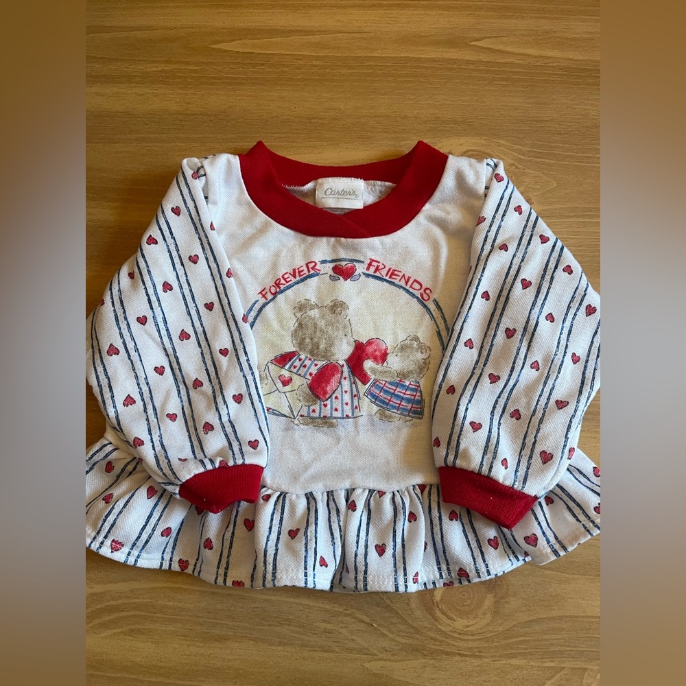 Vintage Carters Girls Pajama Top “Forever Friends” With Bears 9-12m Paper Tag